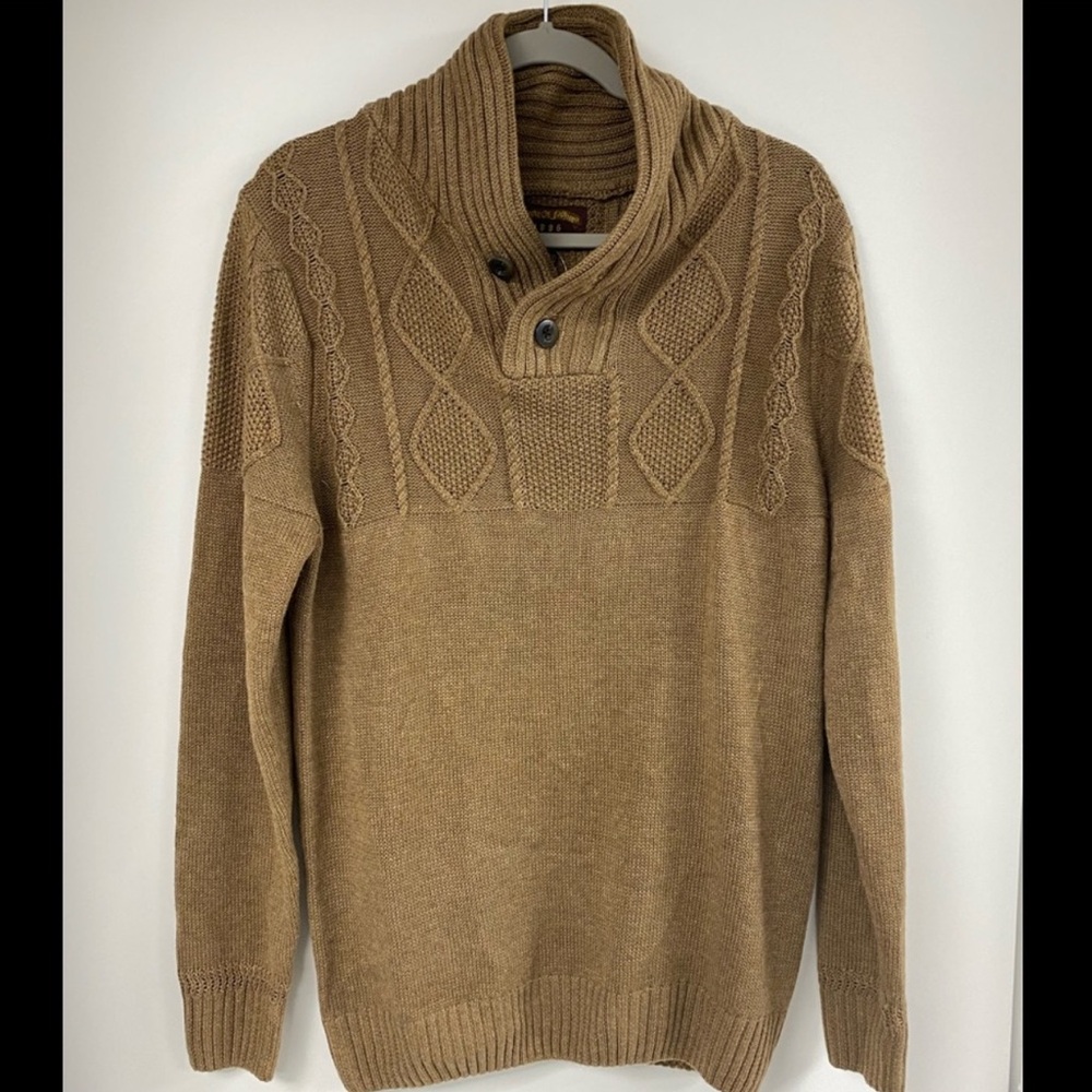 Ministry of Fashion Men's Tan Cable Knit Sweater
Size Large